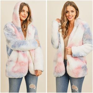 🆕Cloud Tie dye hooded coat soft teddy coat
